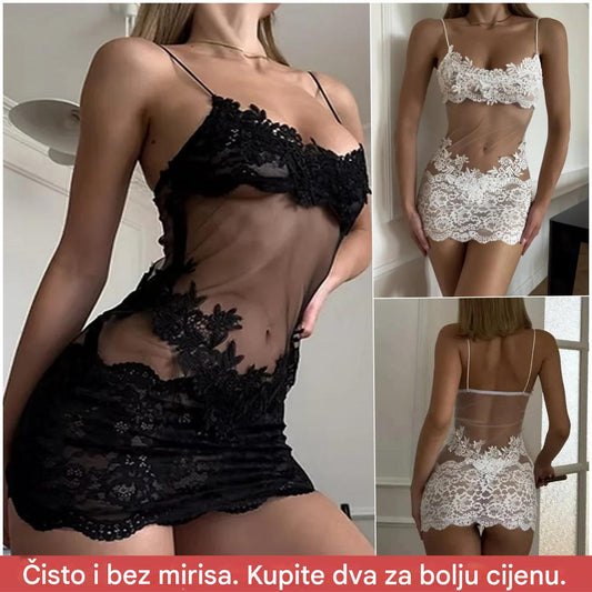 😍Seksi, prozirna, mrežasta haljina s izvezenom čipkom