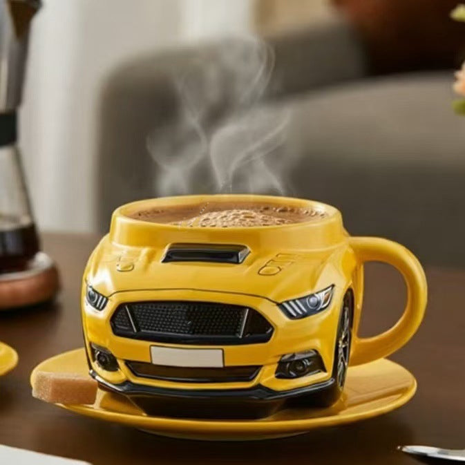 🔥☕【50% отстъпка】🎁 Чаша за кафе във формата на спортен автомобил, със смола и вътрешна облицовка от неръждаема стомана 304