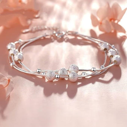🍨【Compre 1 y obtenga 1 gratis】🧊 Pulsera creativa y minimalista de plata 999 con cuentas de la suerte “Tres vidas, tres mundos” brillantes, pulsera de plata para mujer