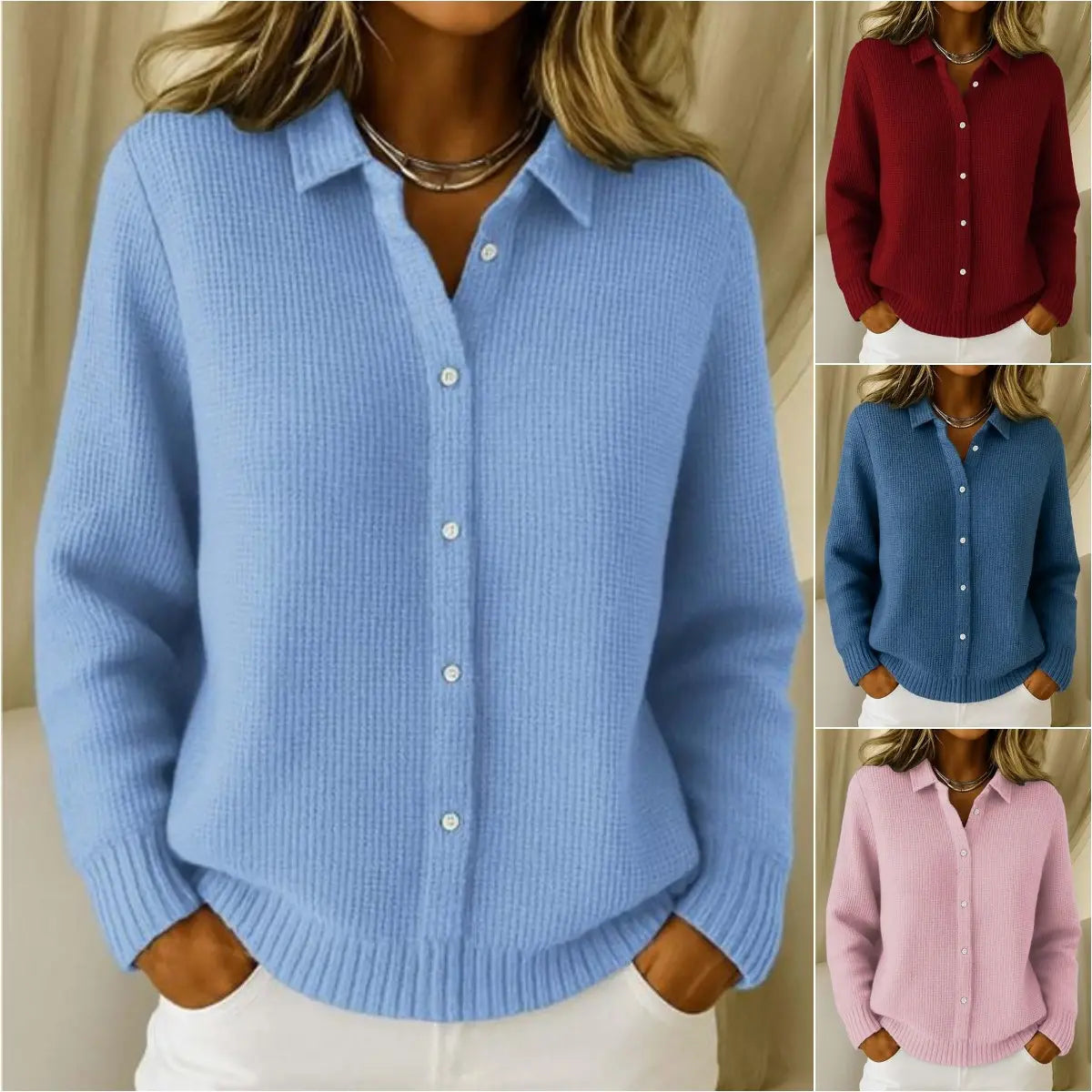 ❤️⭐【S-3XL】Damski gładki kardigan dzianinowy, stylowy model w dużym rozmiarze – nowa kolekcja 2026