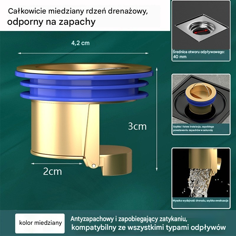 🔥Kup 1, a 1 dostaniesz GRATIS!🔥 Uniwersalny mosiężny odpływ podłogowy z rdzeniem neutralizującym zapachy 🚿✨