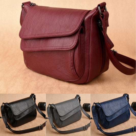 Дамска чанта за рамо от мека кожа с голям капацитет