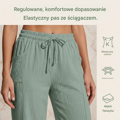 🌸【40-100 kg】Damskie spodnie capri w jednolitym kolorze, mieszanka bawełny i lnu💥Kup jedno, a drugie dostaniesz gratis💥