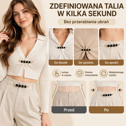 ✨ Eleganckie perłowe klipsy do regulacji talii i dekoltu (zestaw 12 sztuk: 6 wzorów × 2 sztuki) 👗 | 💎 Bez szycia · Eleganckie i praktyczne