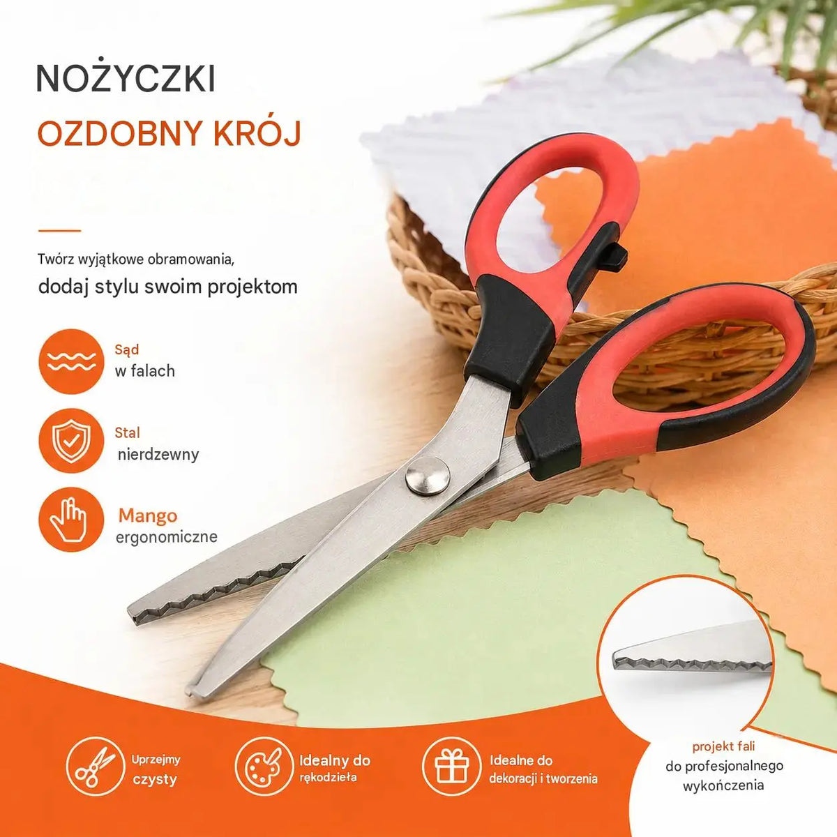 ✂️ Uniwersalne nożyce krawieckie tnące w ząbki – do tkanin, papieru i rękodzieła 🧵