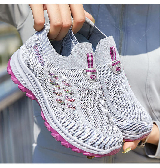 ✨2025 zapatos para caminar de suela blanda, transpirables y sin cordones para mujeres populares para personas de mediana edad y mayores