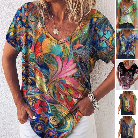 【S-5XL】Elegancki, a zarazem swobodny damski T-shirt na lato; luźny krój, miękki i wygodny.
