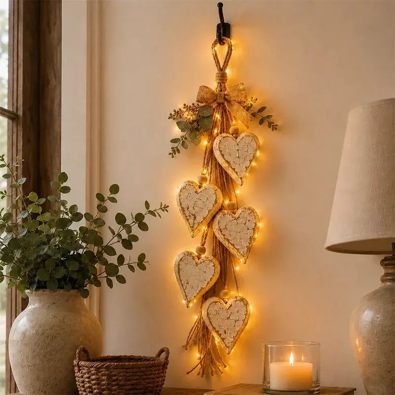 ✨ Rozświetl swój dom romantyczną atmosferą! Wisząca dekoracja w kształcie serca z wbudowanym oświetleniem LED! 💖🏡