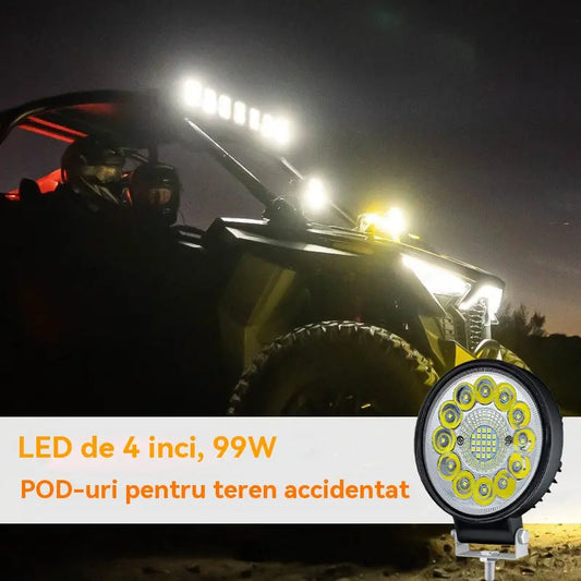 🚨💡【Kúpte 1 a získajte 1 zadarmo】99W okrúhle LED svetlomety pre upravené vozidlá, pomocné svetlomety pre terénne vozidlá