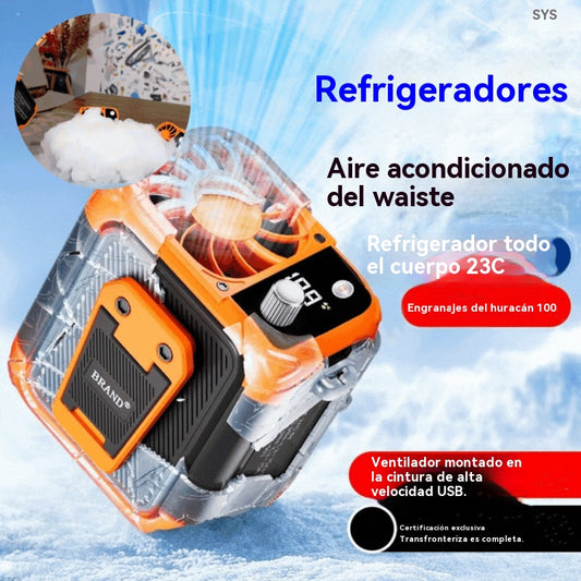 🔥[Gran oferta de verano] 🎁🔥Nuevo ventilador portátil multifuncional para exteriores, de alta velocidad, de cintura ajustable, ideal para obras de construcción al aire libre.