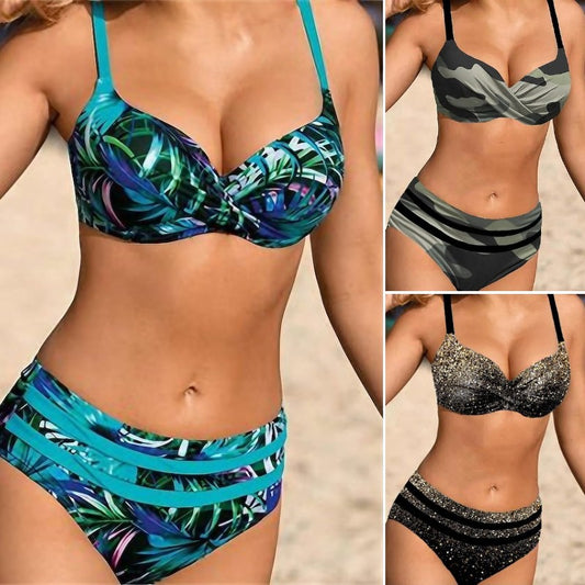 【S~5XL]👙👙2025. Novi kupaći kostimi veće veličine s podijeljenim printom