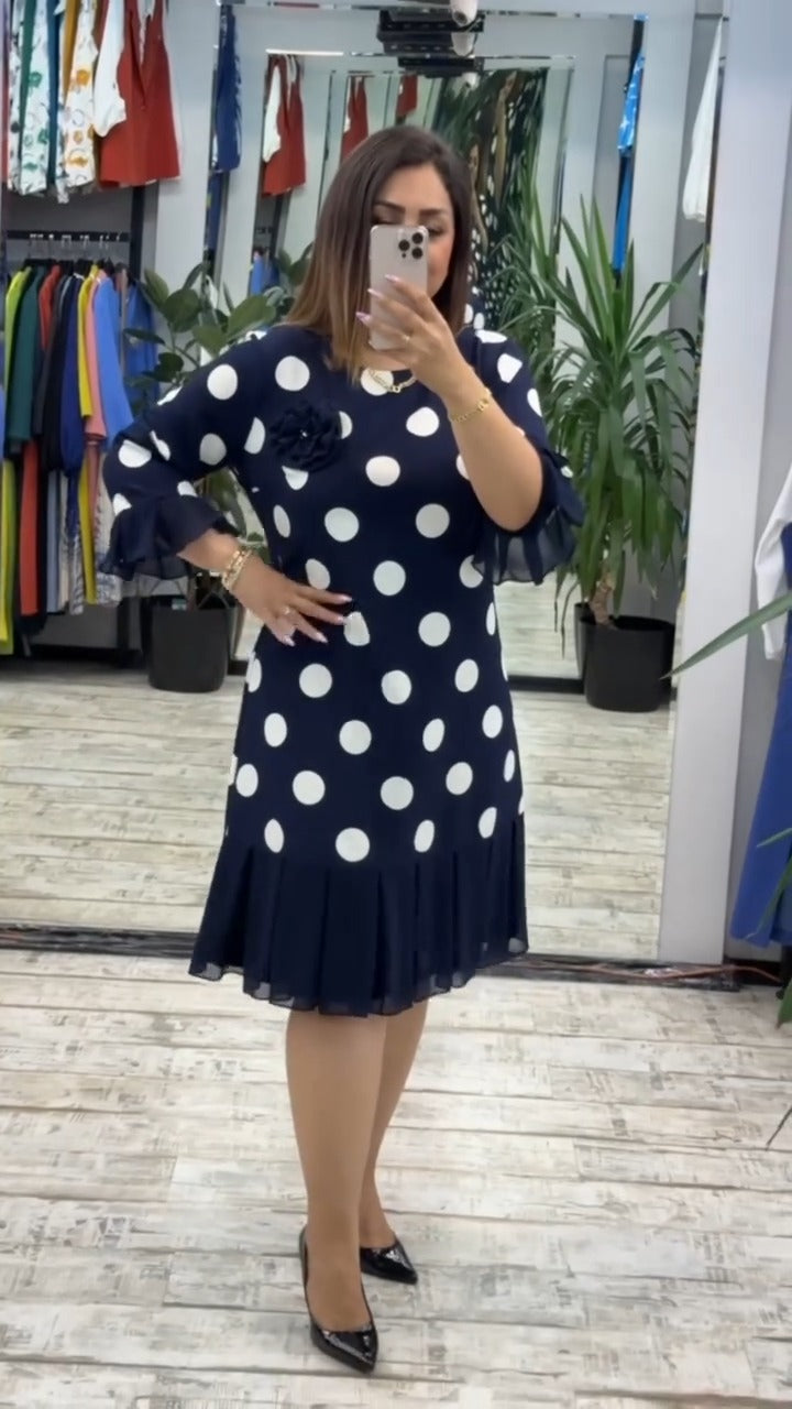 【Artículo popular】【S-5XL】 Nuevo vestido de lunares de temperamento exquisito de moda, elegante y simple