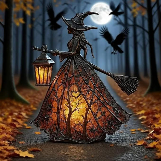 🔥🧙‍‍♀️Lámpara de bruja de Halloween, figura decorativa de lámpara de mesa única, luz de noche, adecuada para el hogar, porche, oficina, decoración de fiesta, se puede usar como Halloween y regalo.