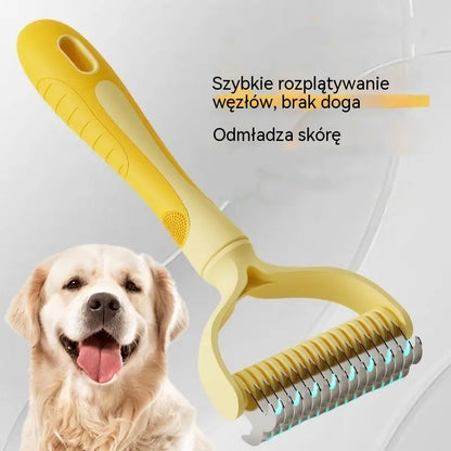 🐶【Kup 1, a 1 dostaniesz gratis】-2 sztuki--🧹 Dwustronna samoczyszcząca szczotka dla zwierząt: Usuwa martwe włosy i zmniejsza wypadanie sierści u psów i kotów.