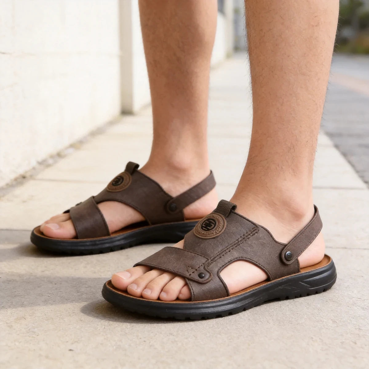 Sandalias y chanclas 2 en 1 para hombre, calzado de verano de piel suave, suela flexible y cómoda para la playa y ocasiones informales.
