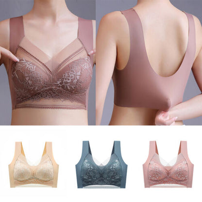 🎀Купете два, вземете два безплатно👙【40-110 кг】Дамски тънък удобен сутиен с безшевна ледена коприна и безшевна дантела