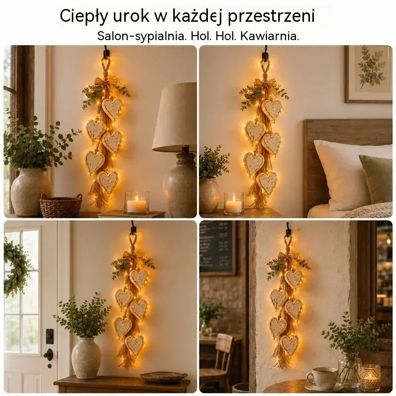 ✨ Rozświetl swój dom romantyczną atmosferą! Wisząca dekoracja w kształcie serca z wbudowanym oświetleniem LED! 💖🏡