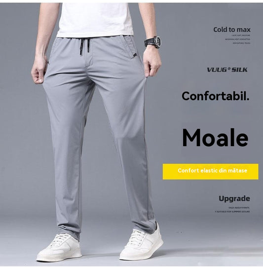 【40-115 kg】🔥Pantalones casuales de seda helada para hombre, verano 2025
