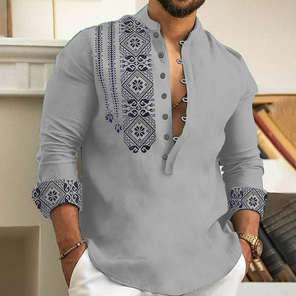 🥰Nuevas camisas de hombre europeas y americanas de moda de verano, cuello alto de moda, medio cárdigan, informales y versátiles.