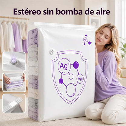 ✨（5 piezas）💨 Bolsa de almacenamiento al vacío grande y compresible: no requiere bomba, es a prueba de fugas e ideal para ahorrar espacio en maletas y en casa ✈️-4330992