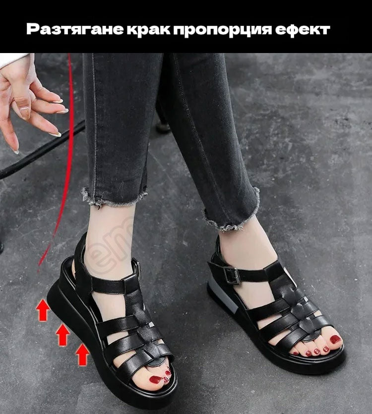 🔥【Плащане при доставка】【35-42】😍2026 Нови сандали Римски обувки Плоски Ретро Ежедневни Отворени Върхове