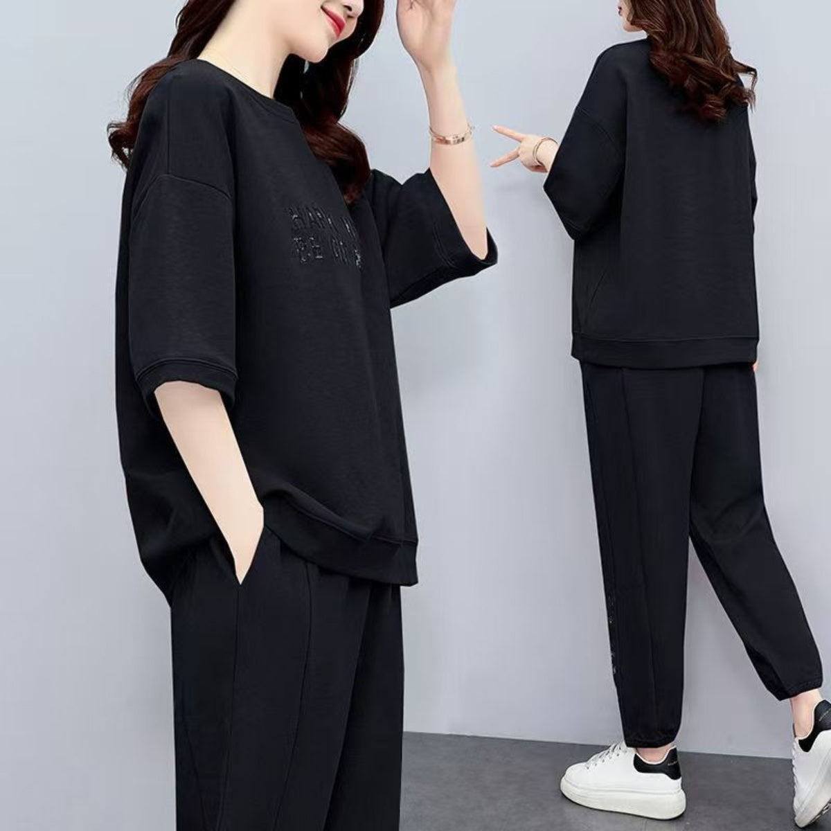🌹【M-4XL】【Tops + Pantalones】Traje deportivo casual de manga corta para mujer