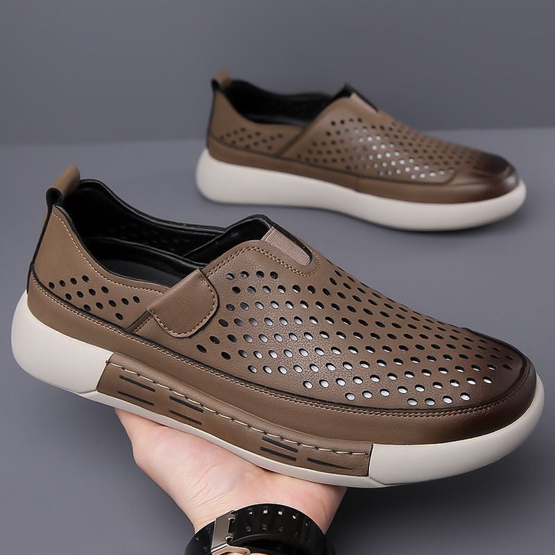 🔥【Zniżka ograniczona czasowo】【39-44】🔥Nowe letnie męskie buty skórzane z miękką podeszwą, wygodne, oddychające, miękkie i odporne na zużycie