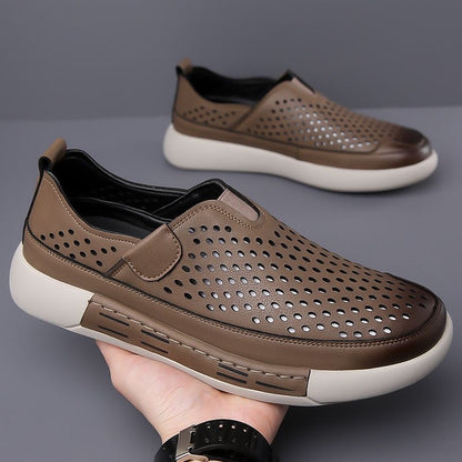 🔥【Zniżka ograniczona czasowo】【39-44】🔥Nowe letnie męskie buty skórzane z miękką podeszwą, wygodne, oddychające, miękkie i odporne na zużycie