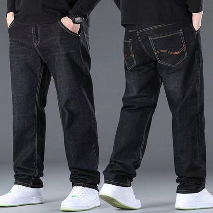 👖😎【50% отстъпка🔥】【45-160 кг】💕🔥 Мъжки ежедневни еластични дънки с големи размери - свободни и удобни