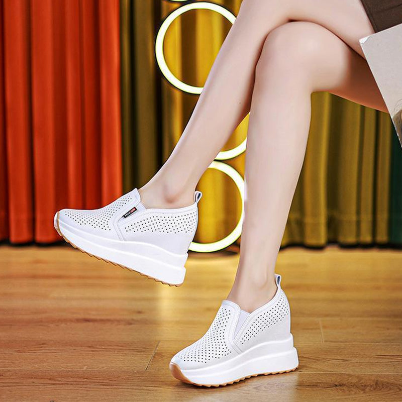 💖【35-40】Damskie białe sneakersy na koturnie podwyższające wzrost 2025