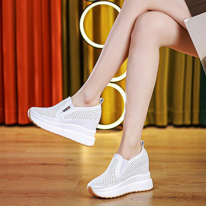💖【35-40】Damskie białe sneakersy na koturnie podwyższające wzrost 2025