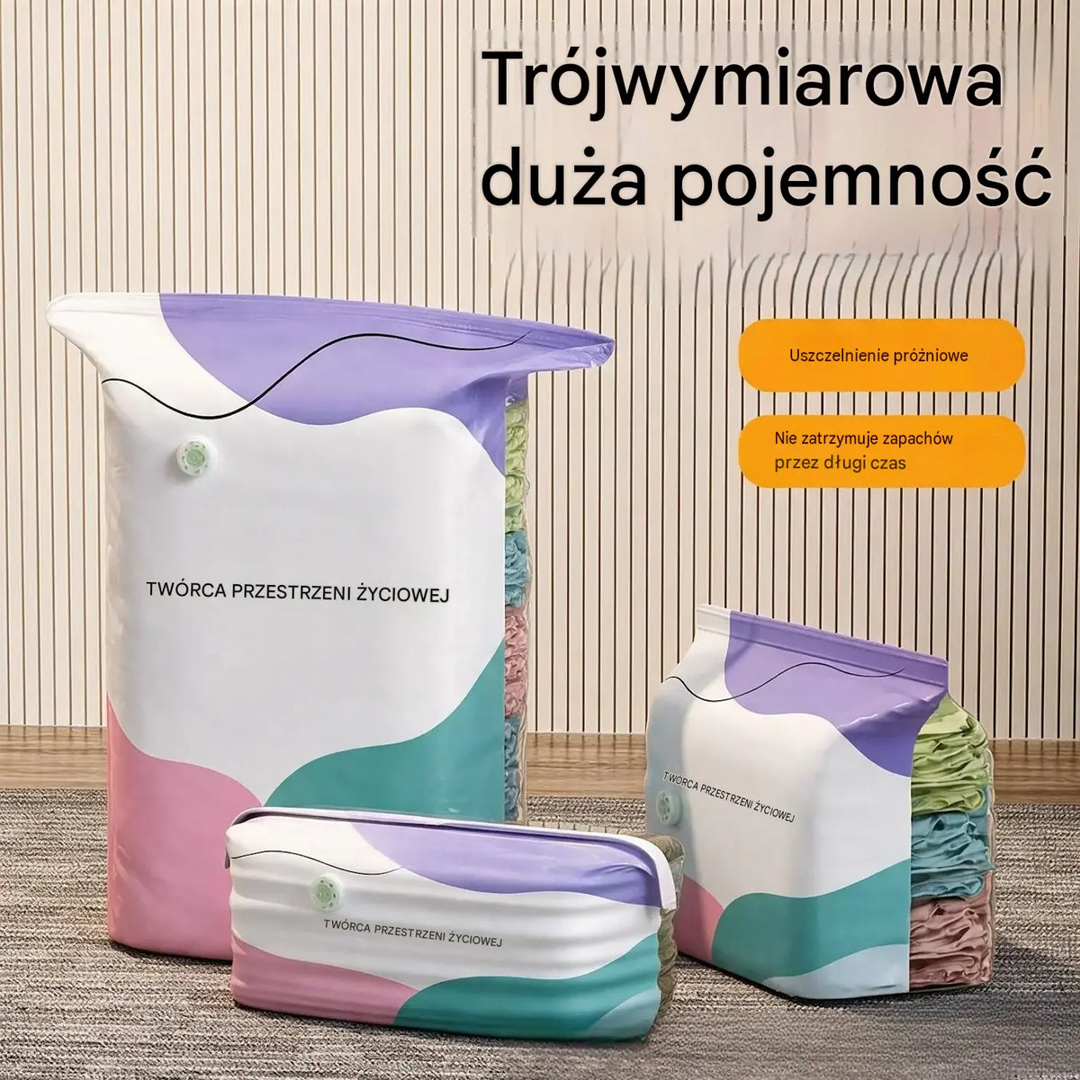👕📦【5 sztuk za 129 zł】Worki kompresyjne do przechowywania odzieży – nie wymagają odkurzacza, wzmocniona konstrukcja.