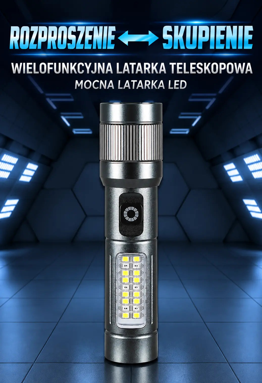 🔦 Wielofunkcyjna latarka LED z zoomem