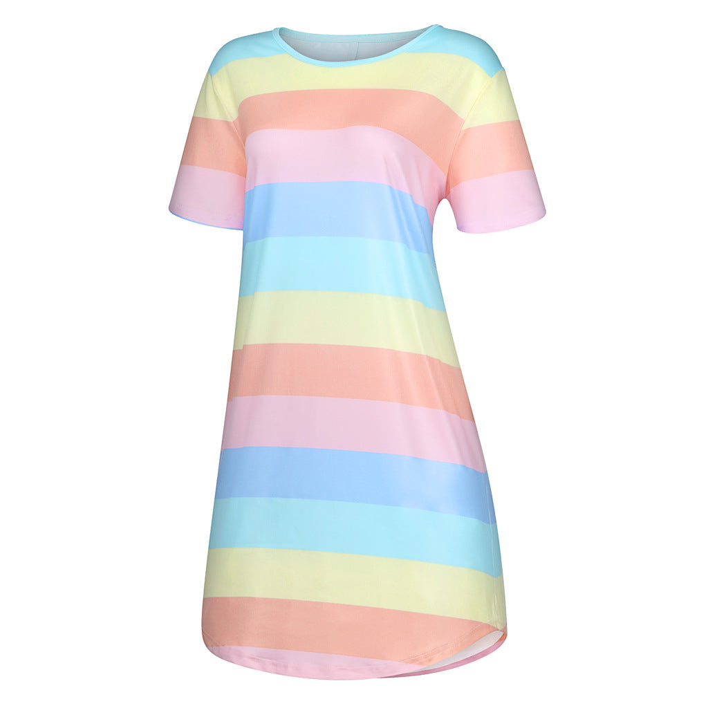 🌈【S-5XL】Miękka, przewiewna, swobodna sukienka w stylu domowym, spódnica piżamowa