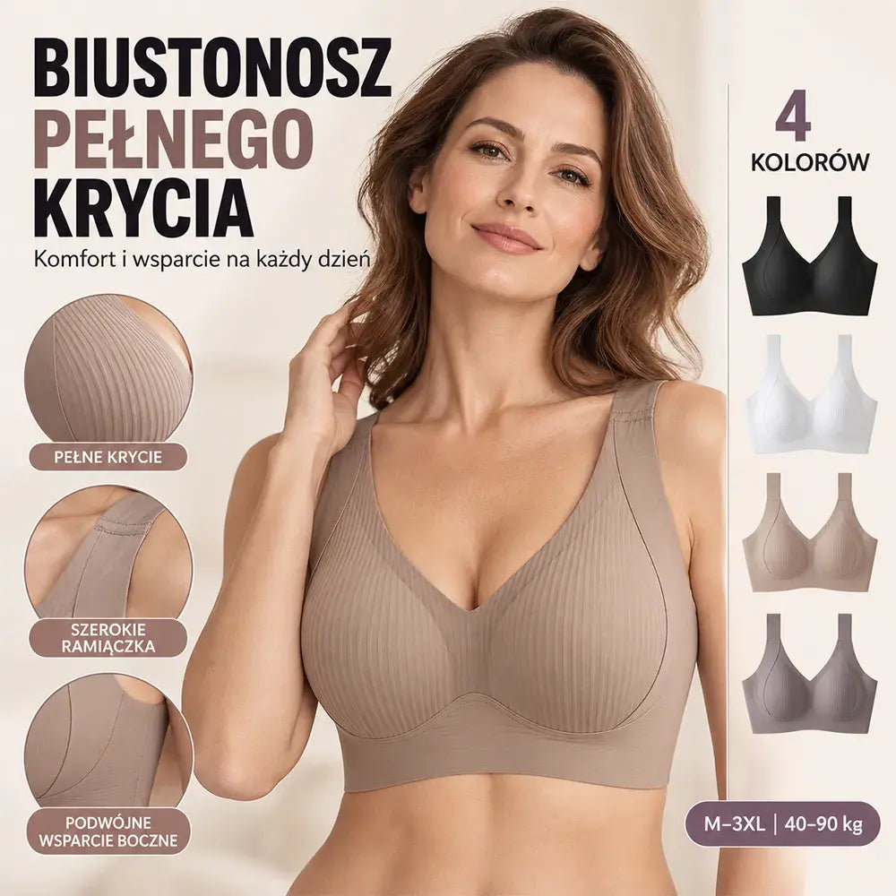 😍【Zestaw 4 sztuk】Bezszwowy biustonosz damski bez fiszbin ❤️【40–95 kg】