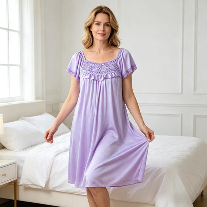 【M-2XL】Лятна нощница за дома, дълга пижама, изработена от фина, нежна за кожата ледена коприна