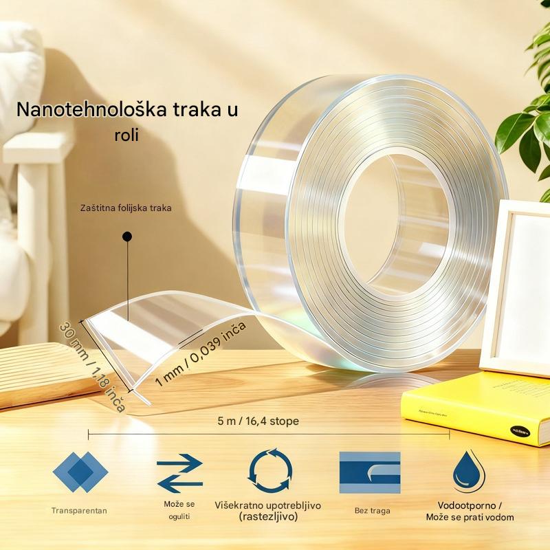 💧【2 komada】Visoko prianjajuća dvostrana nano traka, prozirna akrilna traka, vodootporna i otporna na prašinu