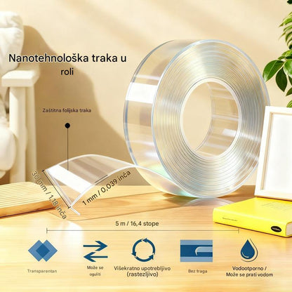 💧【2 komada】Visoko prianjajuća dvostrana nano traka, prozirna akrilna traka, vodootporna i otporna na prašinu