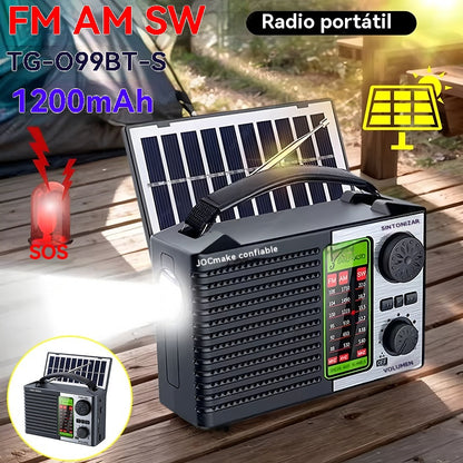 🏕️💥Oferta especial💥🏕️ Radio multifunción portátil solar, ✅Admite escucha de frecuencia completa de banda completa ✅Admite modo Bluetooth