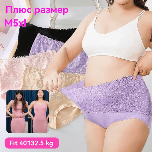 🎀【Купете 3, вземете 3 безплатно】-2025 Дамски гащи с дишаща дантела с висока талия Едноцветни