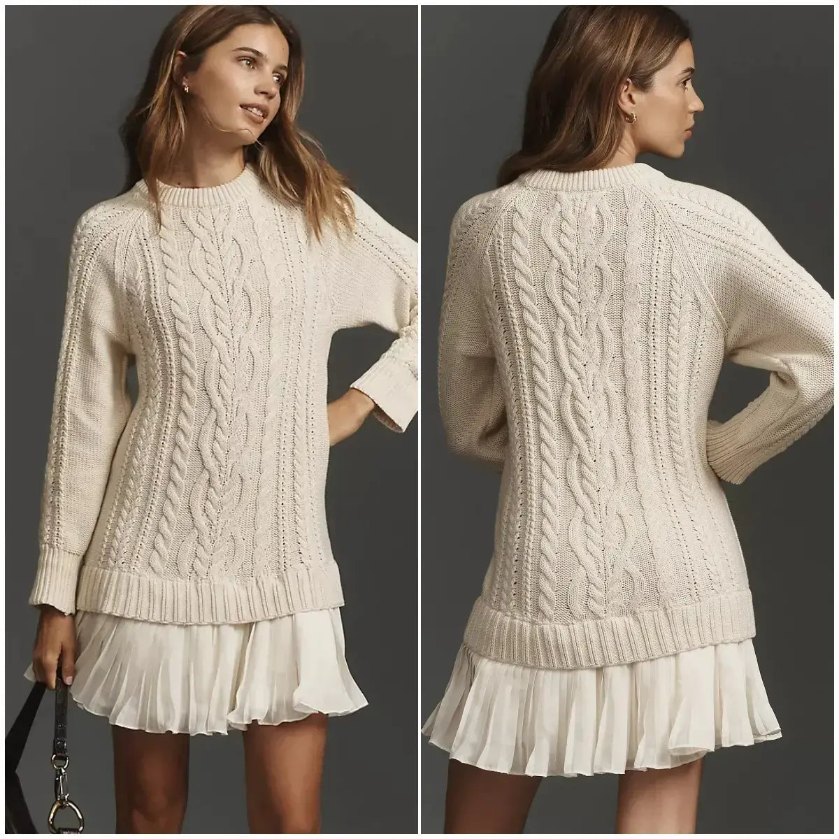 🧶 Elegantné pletené šaty s plisovaným lemom — pohodlný štýl na chladnejšie dni, dostupné vo veľkostiach S–3XL.