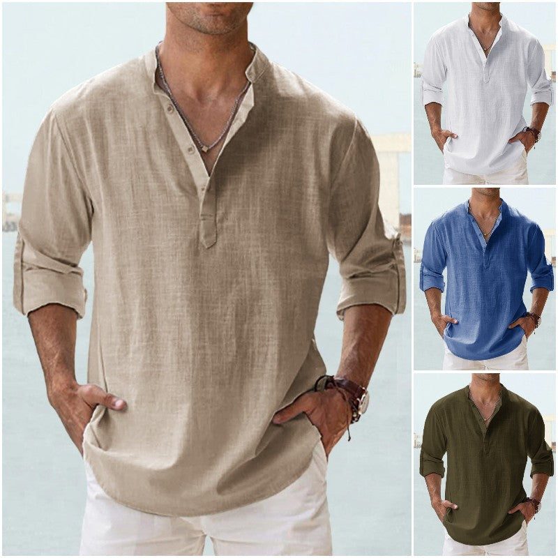 【S-5XL】Camisas de manga larga de algodón y lino para hombre, de alta calidad, de moda y muy populares en Europa y América (2025).