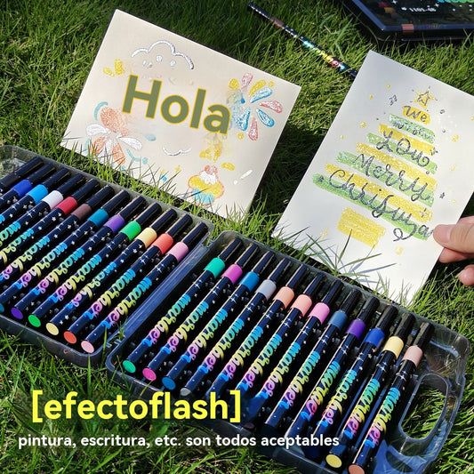 🔥✨️Juego de marcadores iluminadores con brillantina de doble punta, colores de alta calidad, adecuados para dibujar y tomar notas.