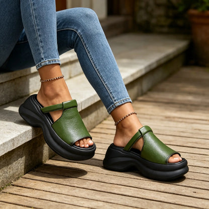 🔥【Compra 1, llévate 1 gratis】🔥【35-40】👡Nuevas sandalias de mujer con suela gruesa y diseño de "boca de pez", que aumentan la altura (altura del tacón: 6 cm)