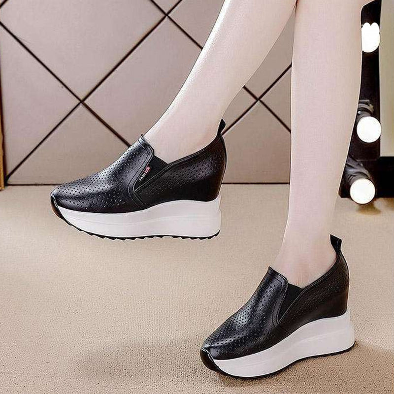 💖【35-40】Damskie białe sneakersy na koturnie podwyższające wzrost 2025