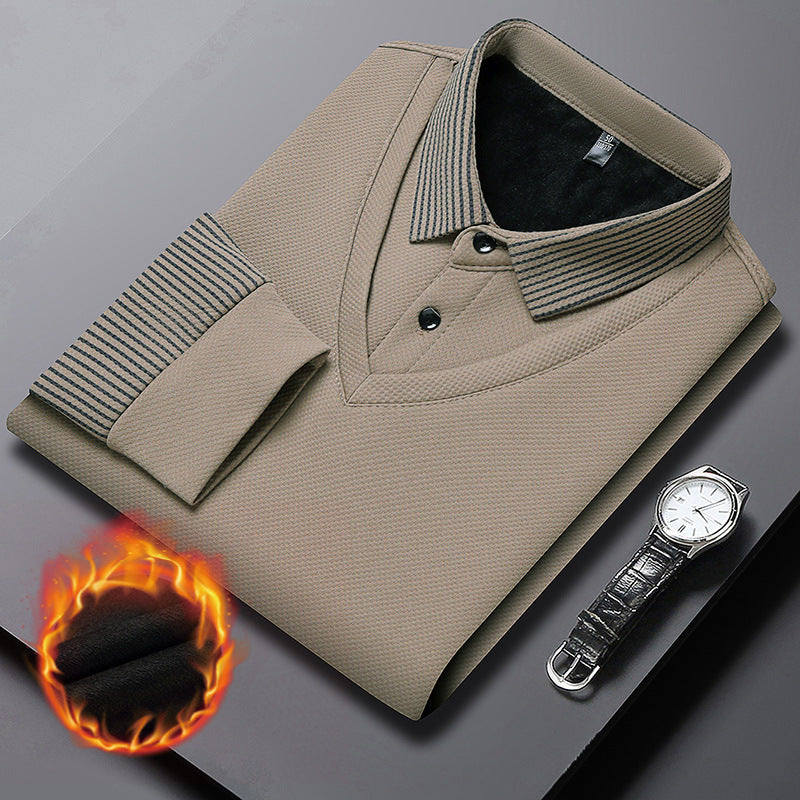 【M-4XL】 Polo estilo dos piezas con rayas de efecto patchwork