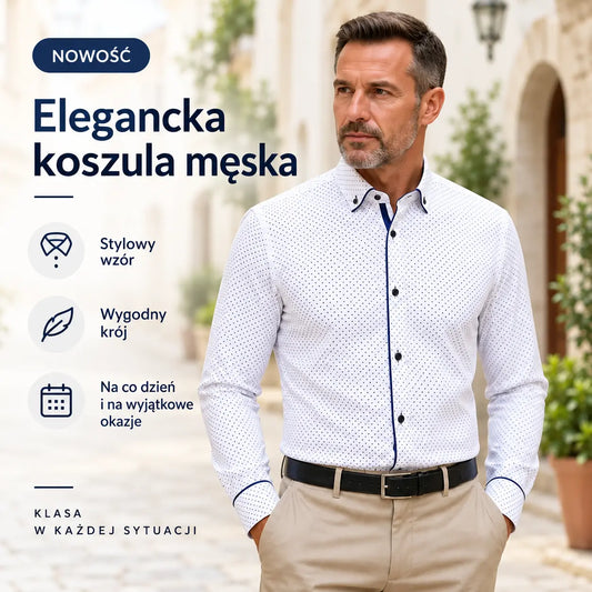 【S-5XL】🔥🔥🔥 Męska koszula casualowa z długim rękawem i nadrukiem