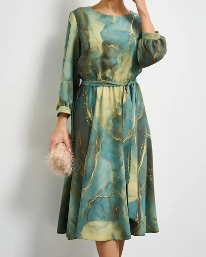 👗【Proljetna vila】elegantna zelena haljina s dugim rukavima i suknjom🌸💃