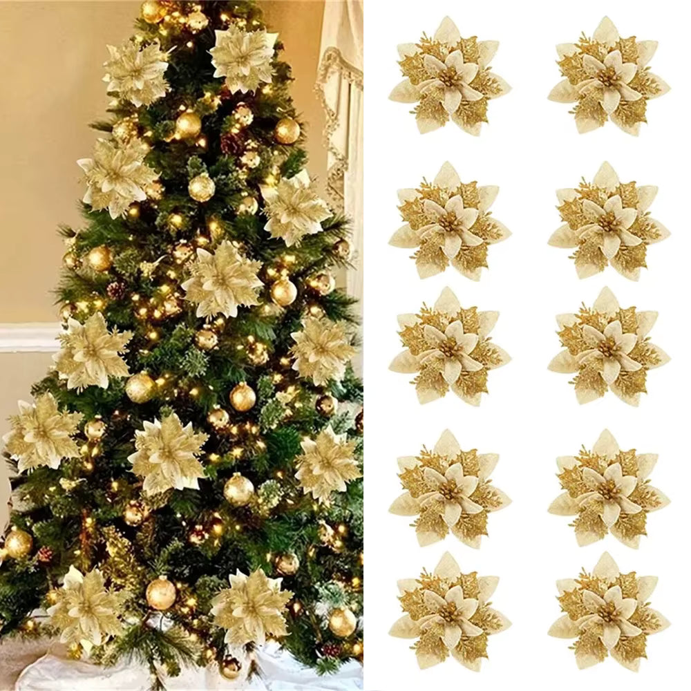 🎄【Nowość świąteczna】Zestaw 10 wykwintnych ozdób świątecznych, odpowiednich na choinki i świąteczne dekoracje do domu.